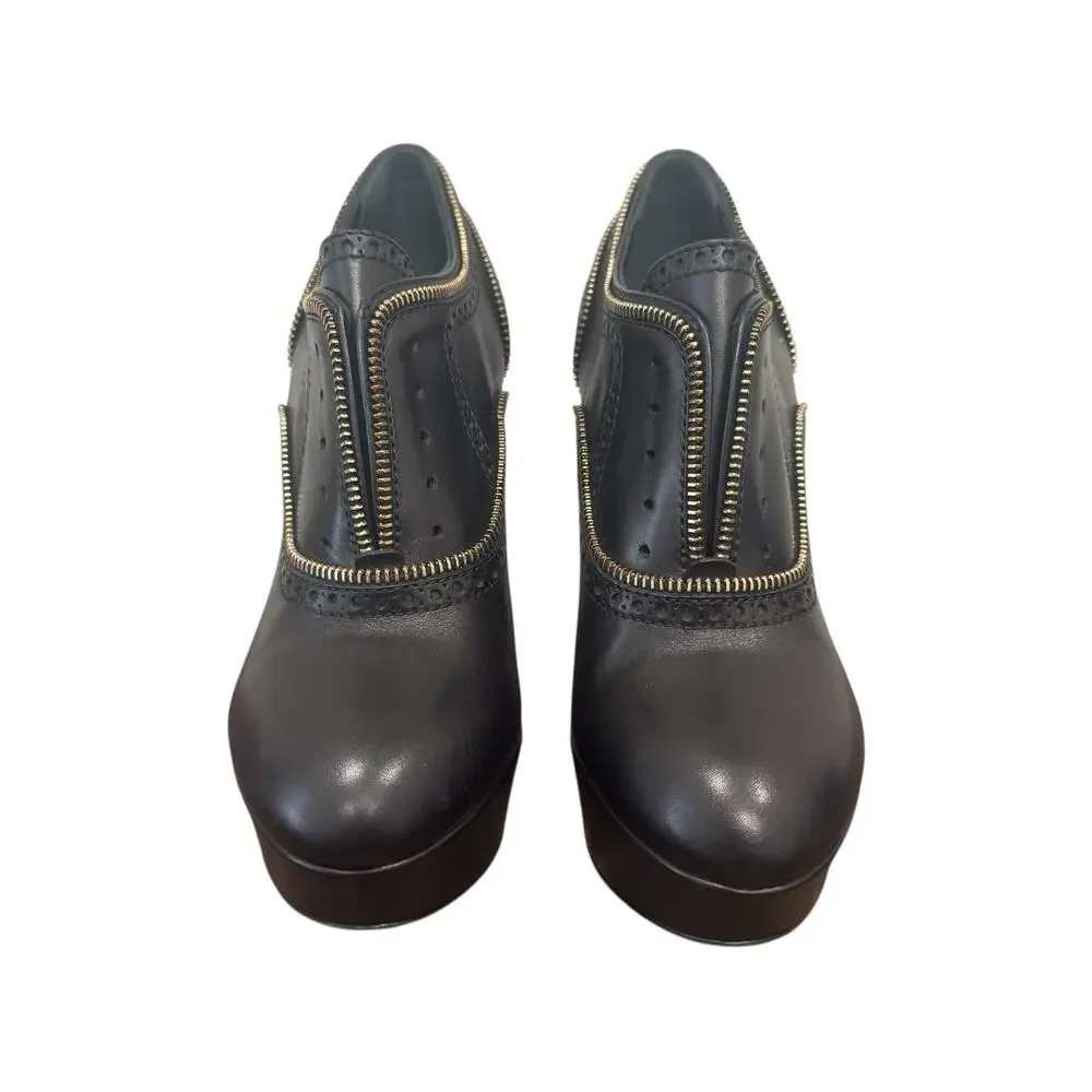 Louis Vuitton Heeled Platform Booties Black Leather Zipper Italy 37.5 EU 7.5 US - Picture 5 of 16